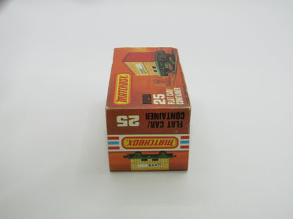 Matchbox Superfast No 25C Flat Car Container Yellow & Black
