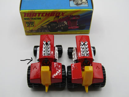 Matchbox Superfast No 25B Mod Tractor DARK Red, Maltese Cross Wheels