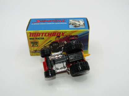 Matchbox Superfast No 25B Mod Tractor DARK Red, Maltese Cross Wheels