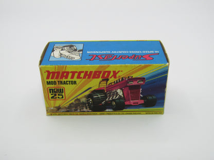 Matchbox Superfast No 25B Mod Tractor DARK Red, Maltese Cross Wheels