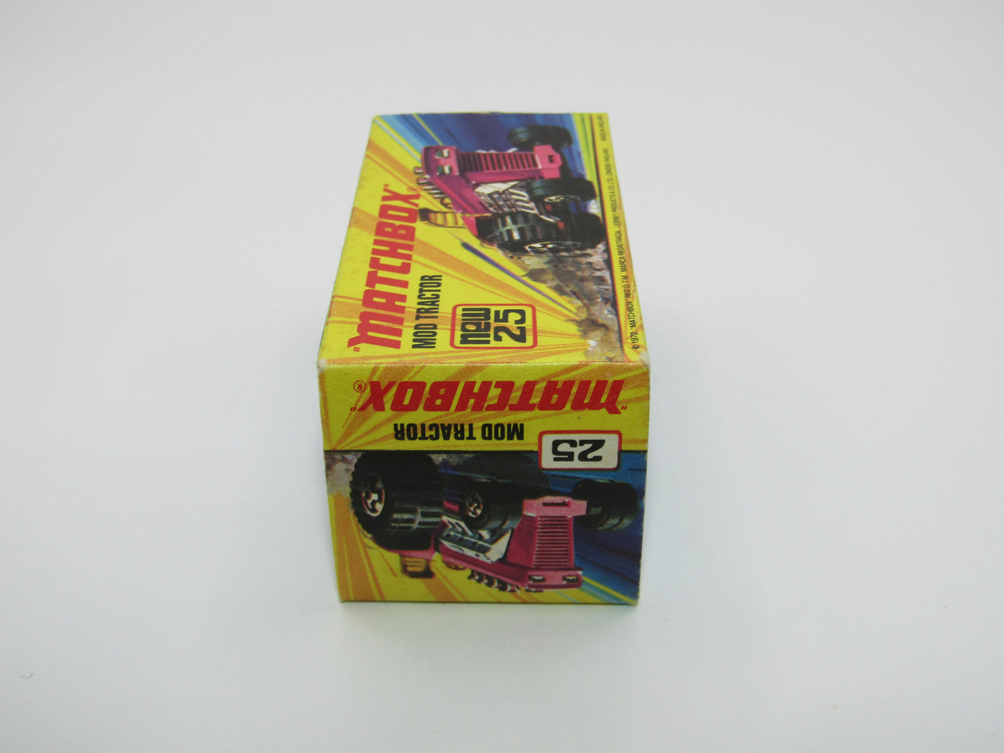 Matchbox Superfast No 25B Mod Tractor DARK Red, Maltese Cross Wheels