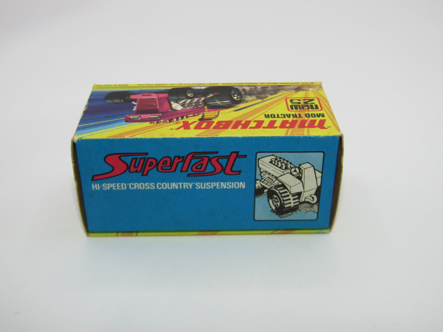 Matchbox Superfast No 25B Mod Tractor DARK Red, Maltese Cross Wheels