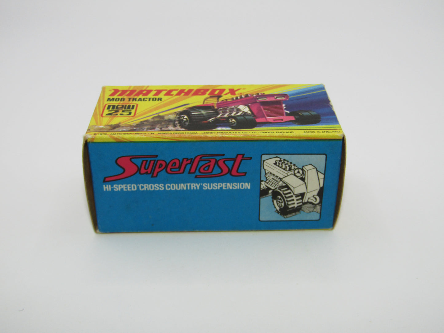 Matchbox Superfast No 25B Mod Tractor DARK Red, Maltese Cross Wheels