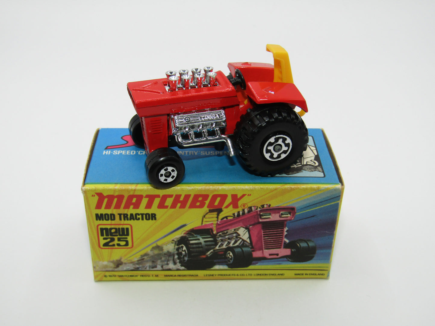 Matchbox Superfast No 25B Mod Tractor Red, 5 SPOKE Front Wheels