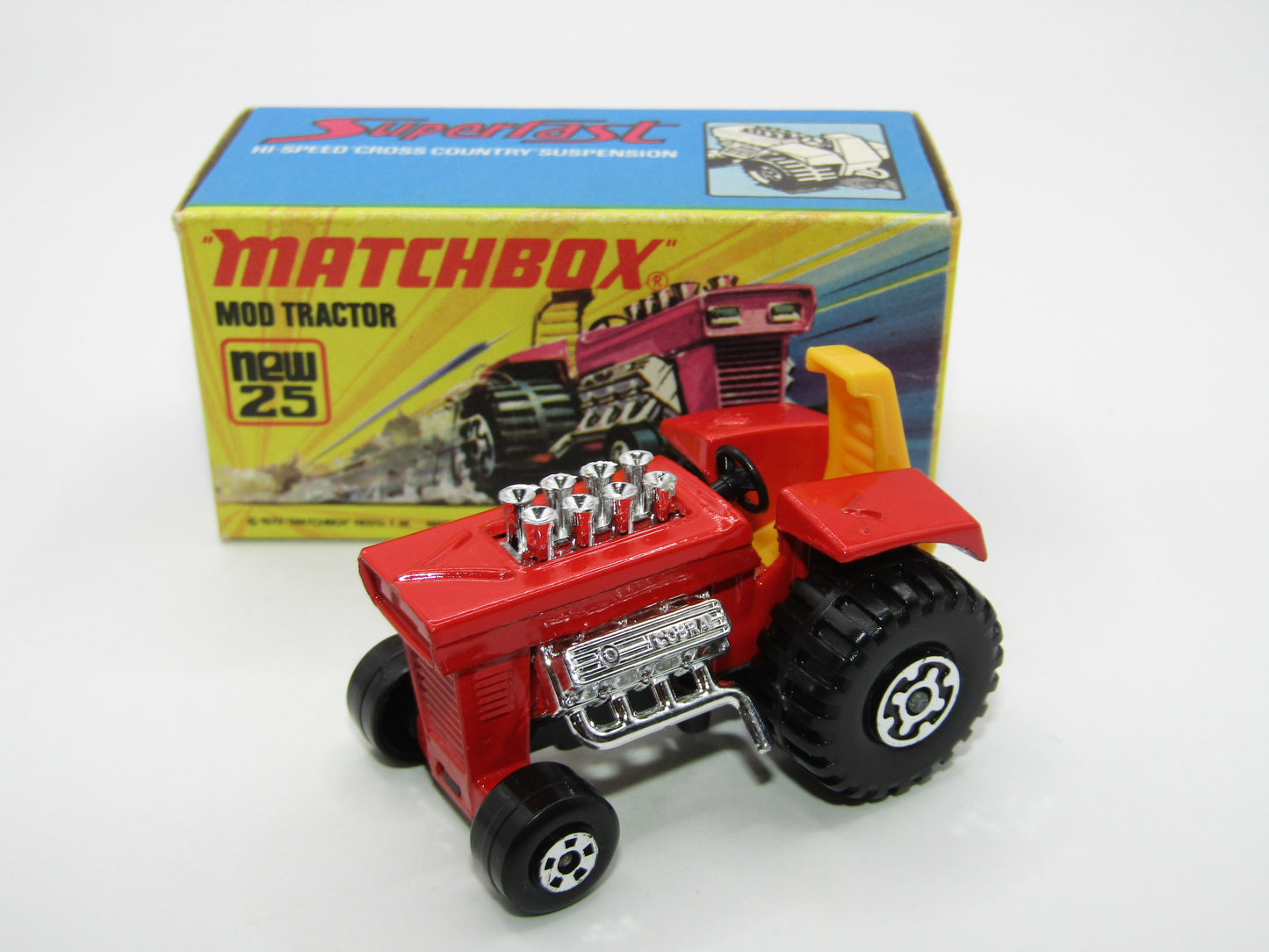 Matchbox Superfast No 25B Mod Tractor Red, 5 SPOKE Front Wheels