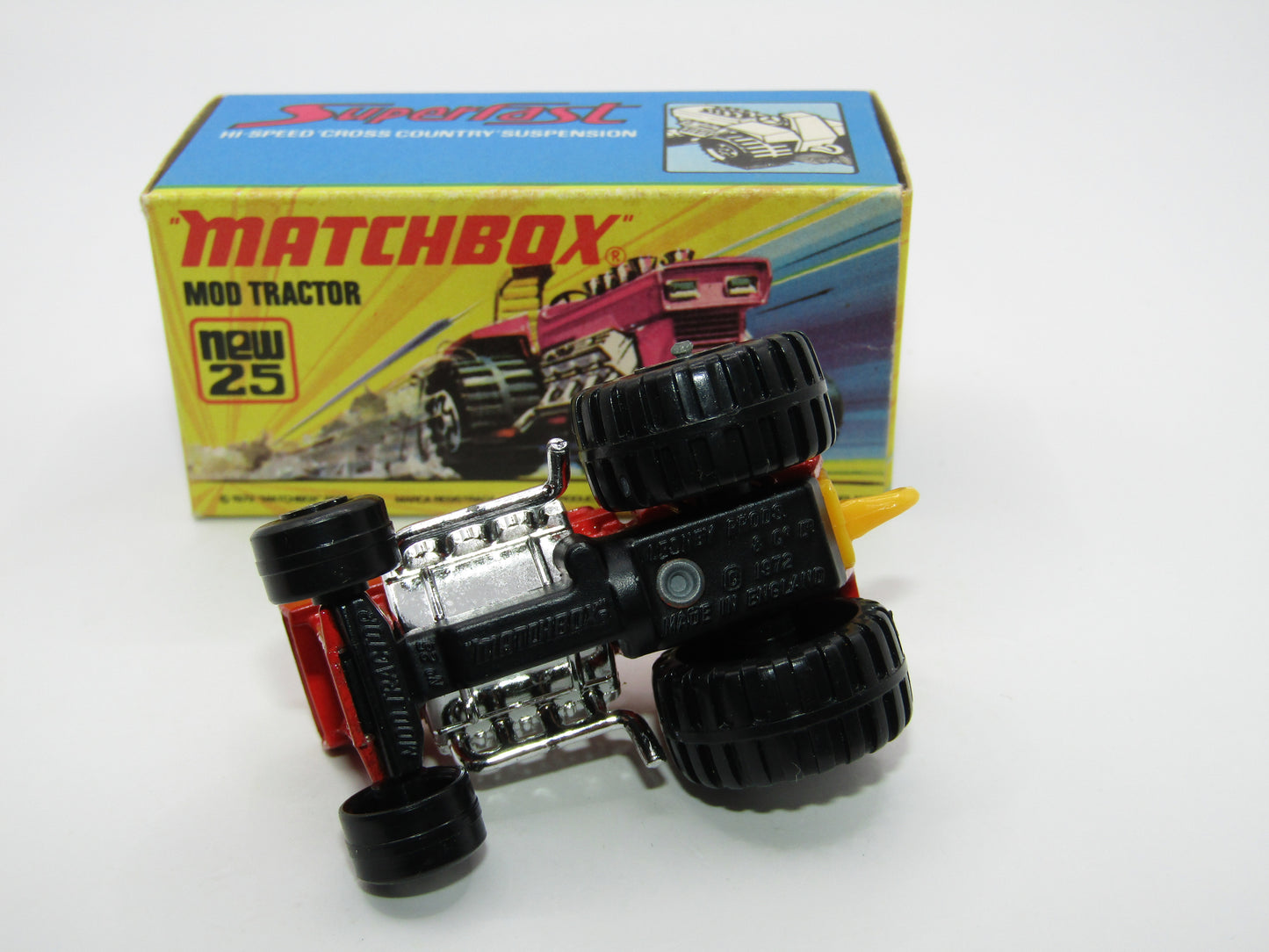 Matchbox Superfast No 25B Mod Tractor Red, 5 SPOKE Front Wheels