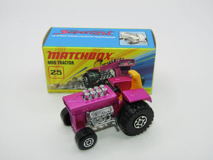 Matchbox Superfast No 25B Mod Tractor Purple MC Wheels UNPAINTED Base