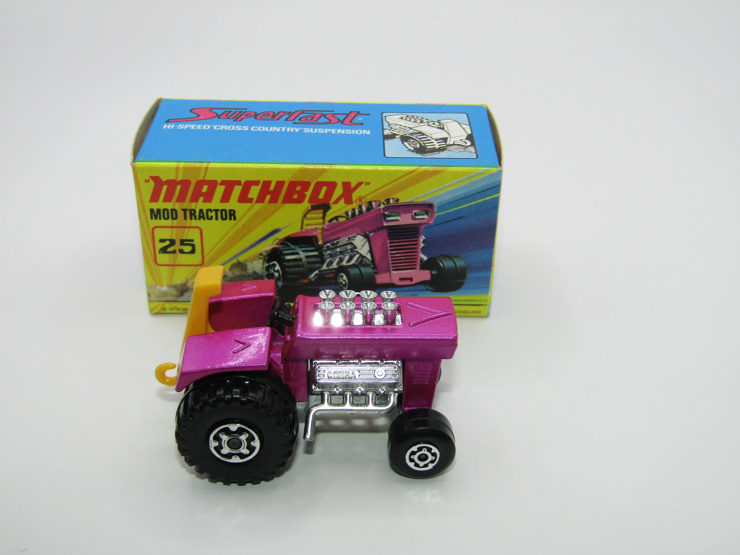 Matchbox Superfast No 25B Mod Tractor Purple MC Wheels UNPAINTED Base