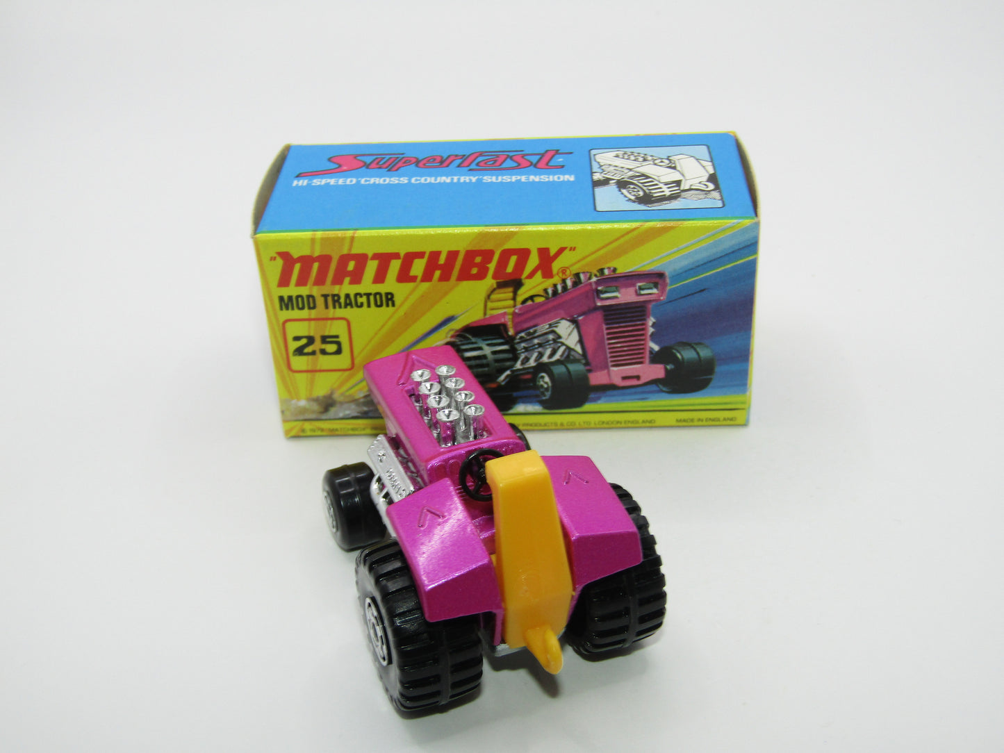 Matchbox Superfast No 25B Mod Tractor Purple MC Wheels UNPAINTED Base