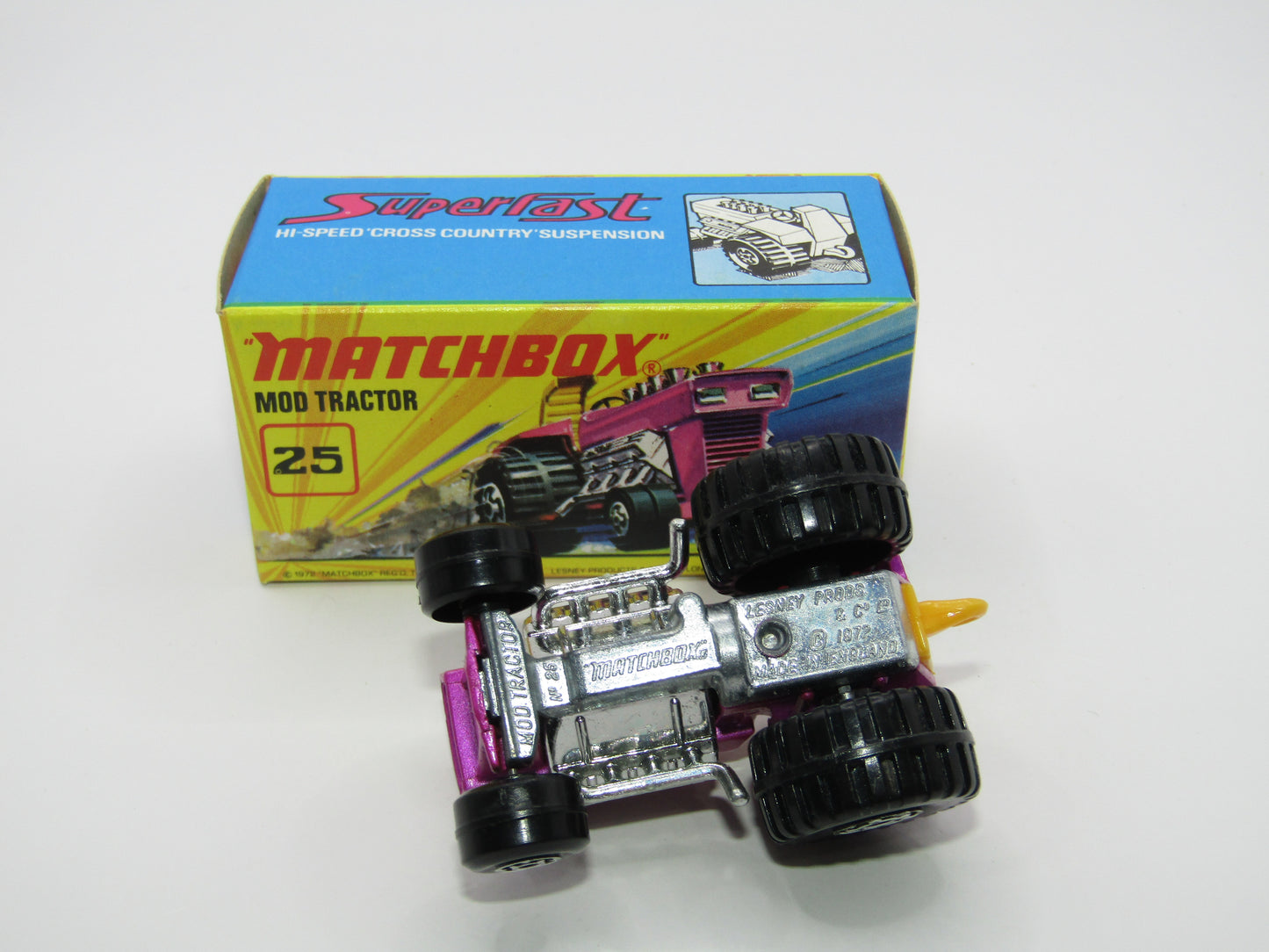 Matchbox Superfast No 25B Mod Tractor Purple MC Wheels UNPAINTED Base