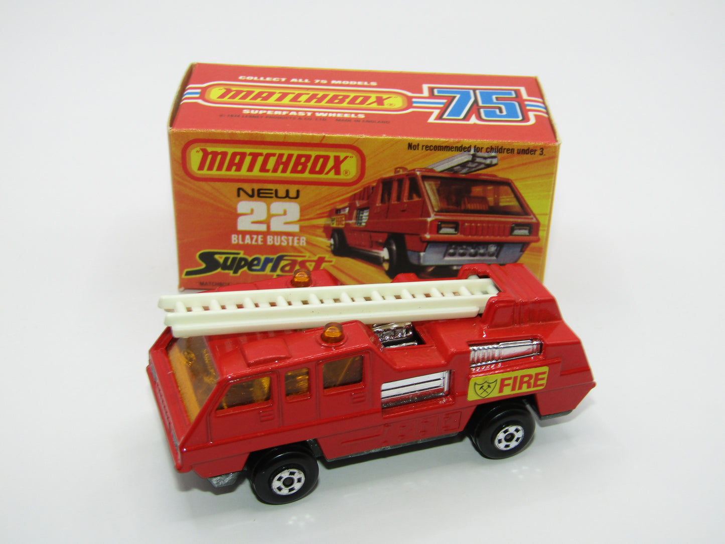 Matchbox Superfast No 22C Blaze Buster WHITE Ladder, Unpainted Base