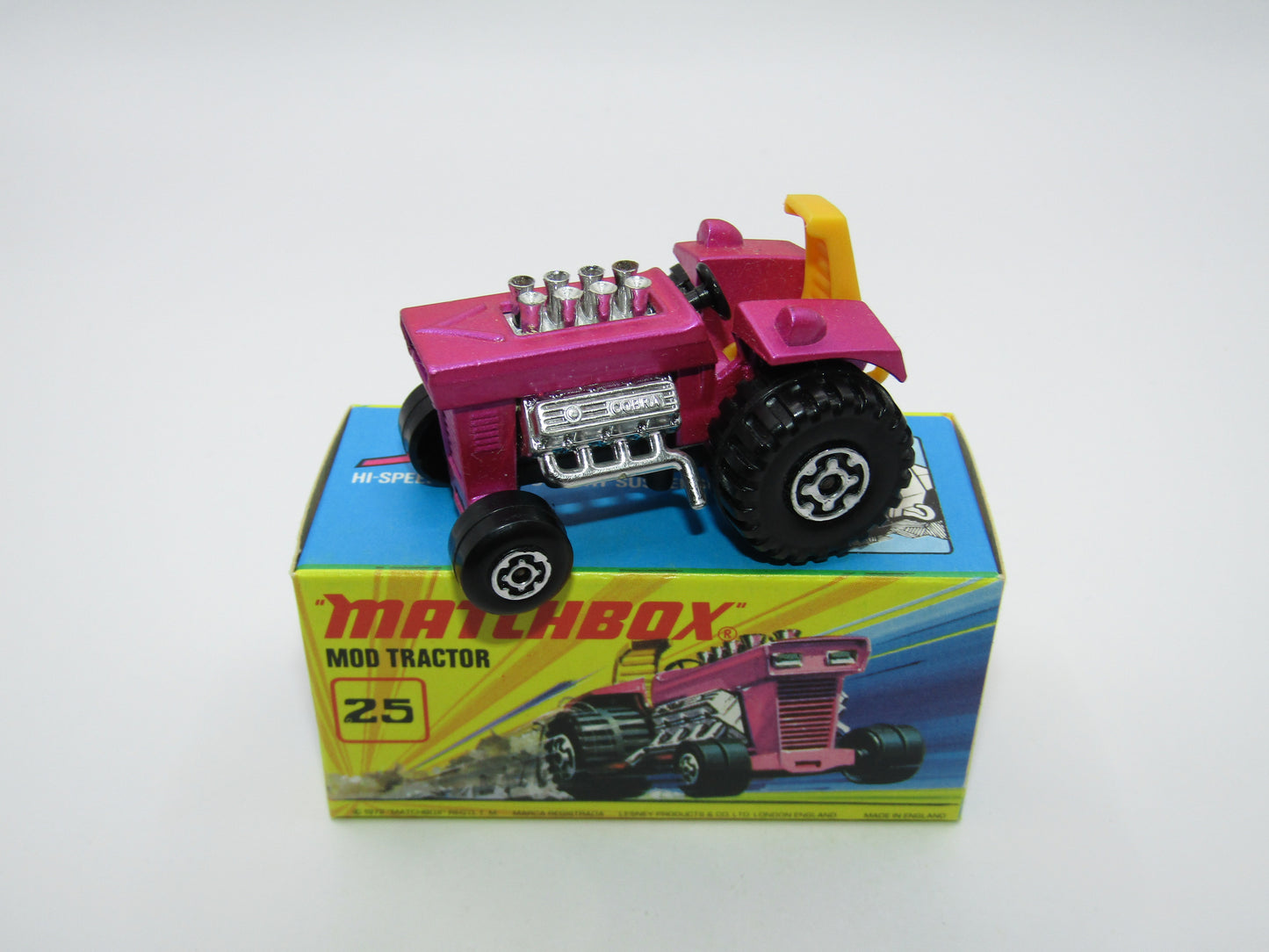 Matchbox Superfast No 25B Mod Tractor Purple with FENDERS