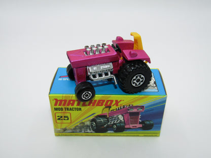 Matchbox Superfast No 25B Mod Tractor Purple with FENDERS