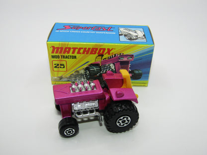 Matchbox Superfast No 25B Mod Tractor Purple with FENDERS