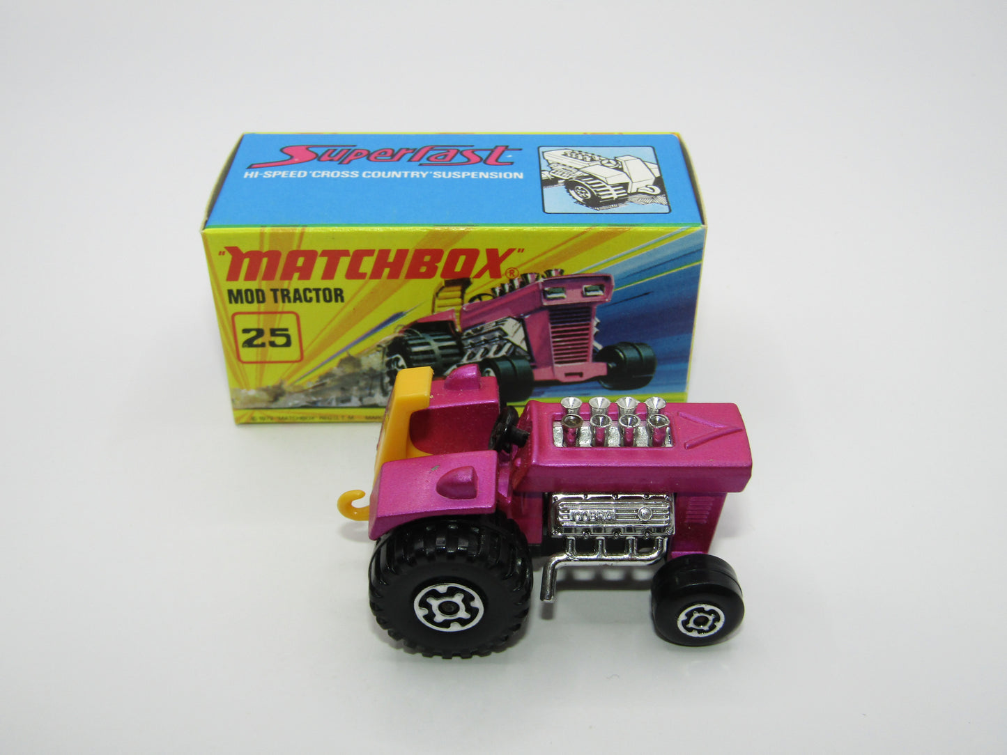 Matchbox Superfast No 25B Mod Tractor Purple with FENDERS