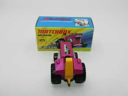 Matchbox Superfast No 25B Mod Tractor Purple with FENDERS