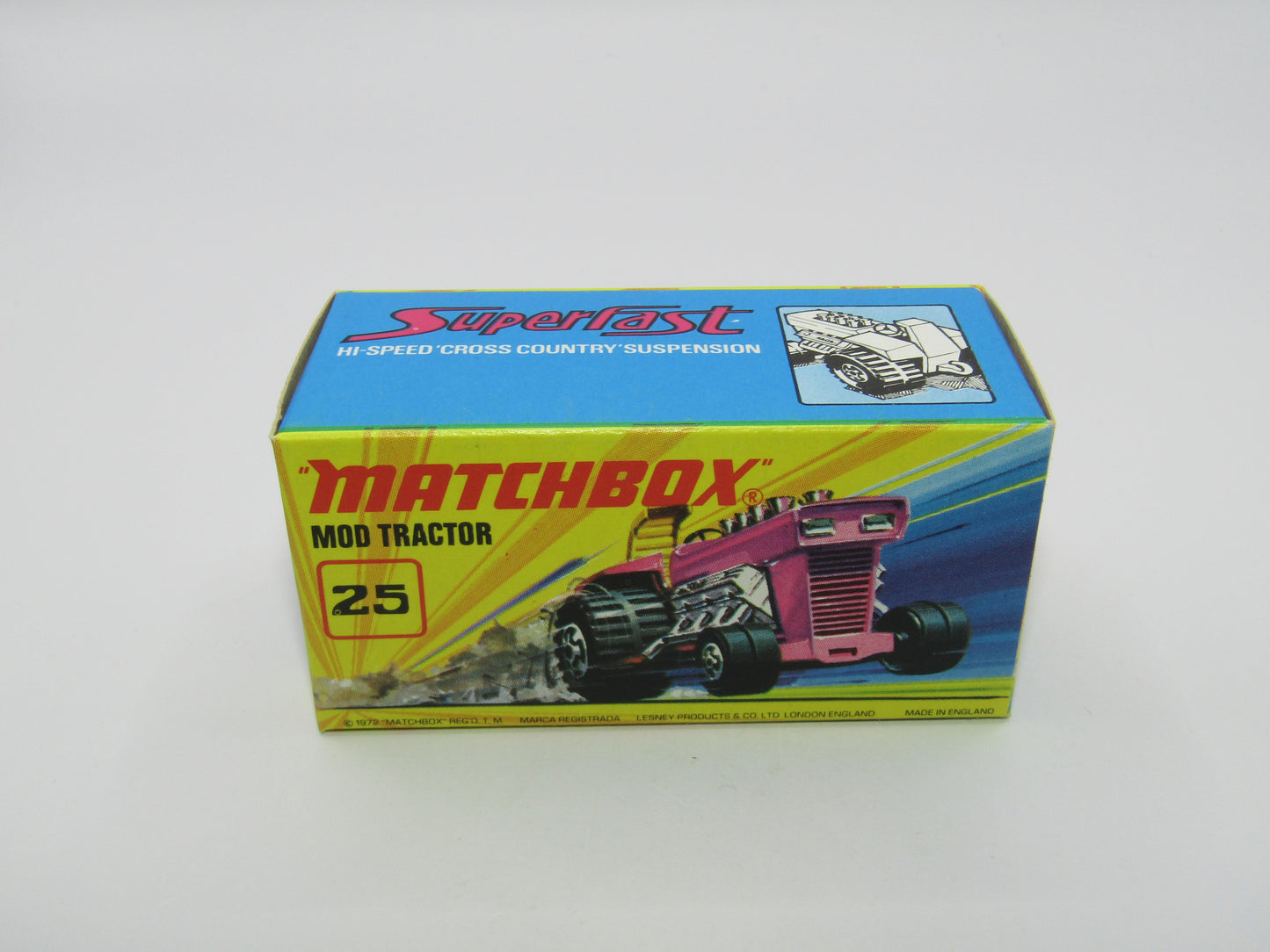 Matchbox Superfast No 25B Mod Tractor Purple with FENDERS