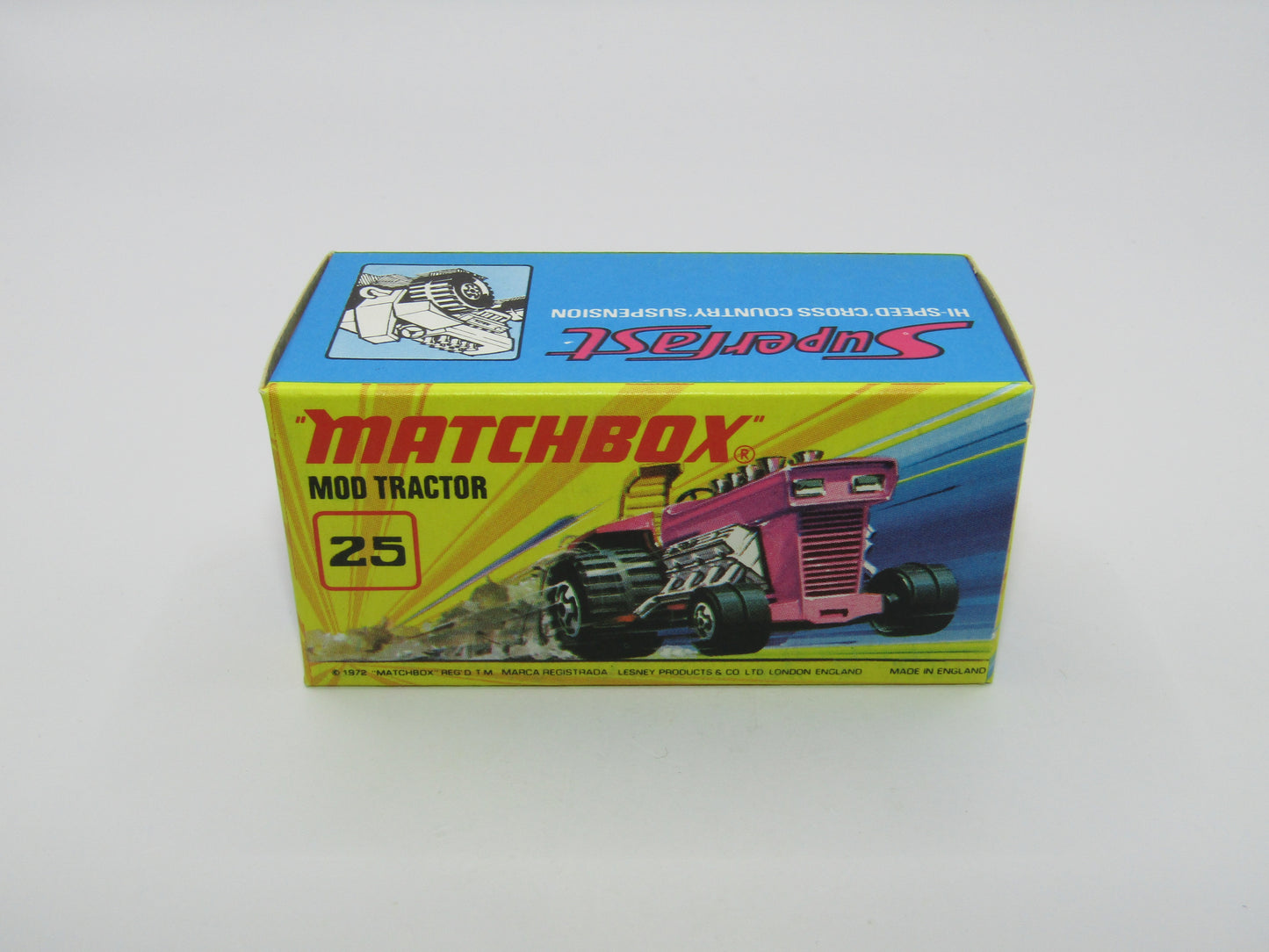 Matchbox Superfast No 25B Mod Tractor Purple with FENDERS