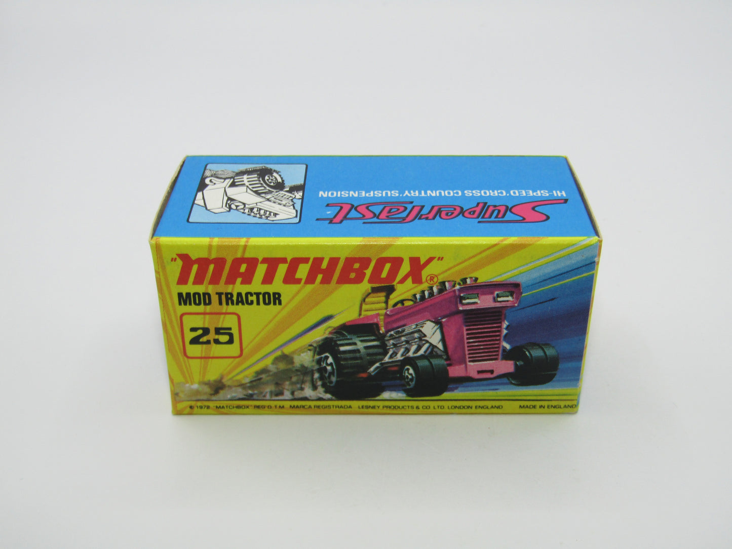 Matchbox Superfast No 25B Mod Tractor Met Pink 5 CROWN Front Wheels