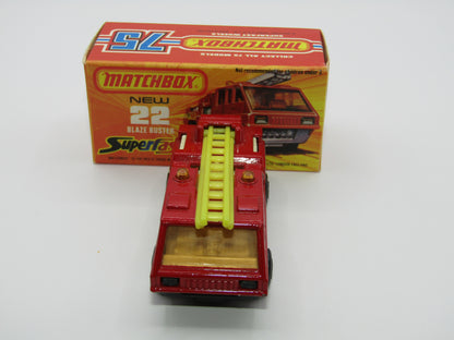 Matchbox Superfast No 22C Blaze Buster, Yellow Ladder, CREAM Interior, GLOSSY GREY Base