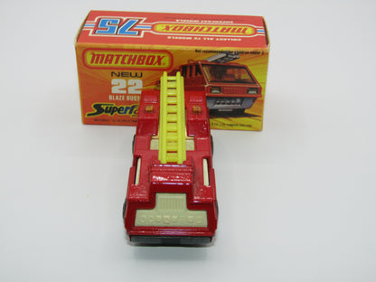 Matchbox Superfast No 22C Blaze Buster, Yellow Ladder, CREAM Interior, GLOSSY GREY Base