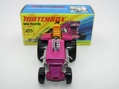 Matchbox Superfast No 25B Mod Tractor Purple 4 SPOKE Front Wheels