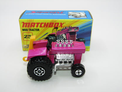 Matchbox Superfast No 25B Mod Tractor Purple 4 SPOKE Front Wheels