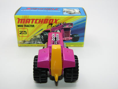 Matchbox Superfast No 25B Mod Tractor Purple 4 SPOKE Front Wheels