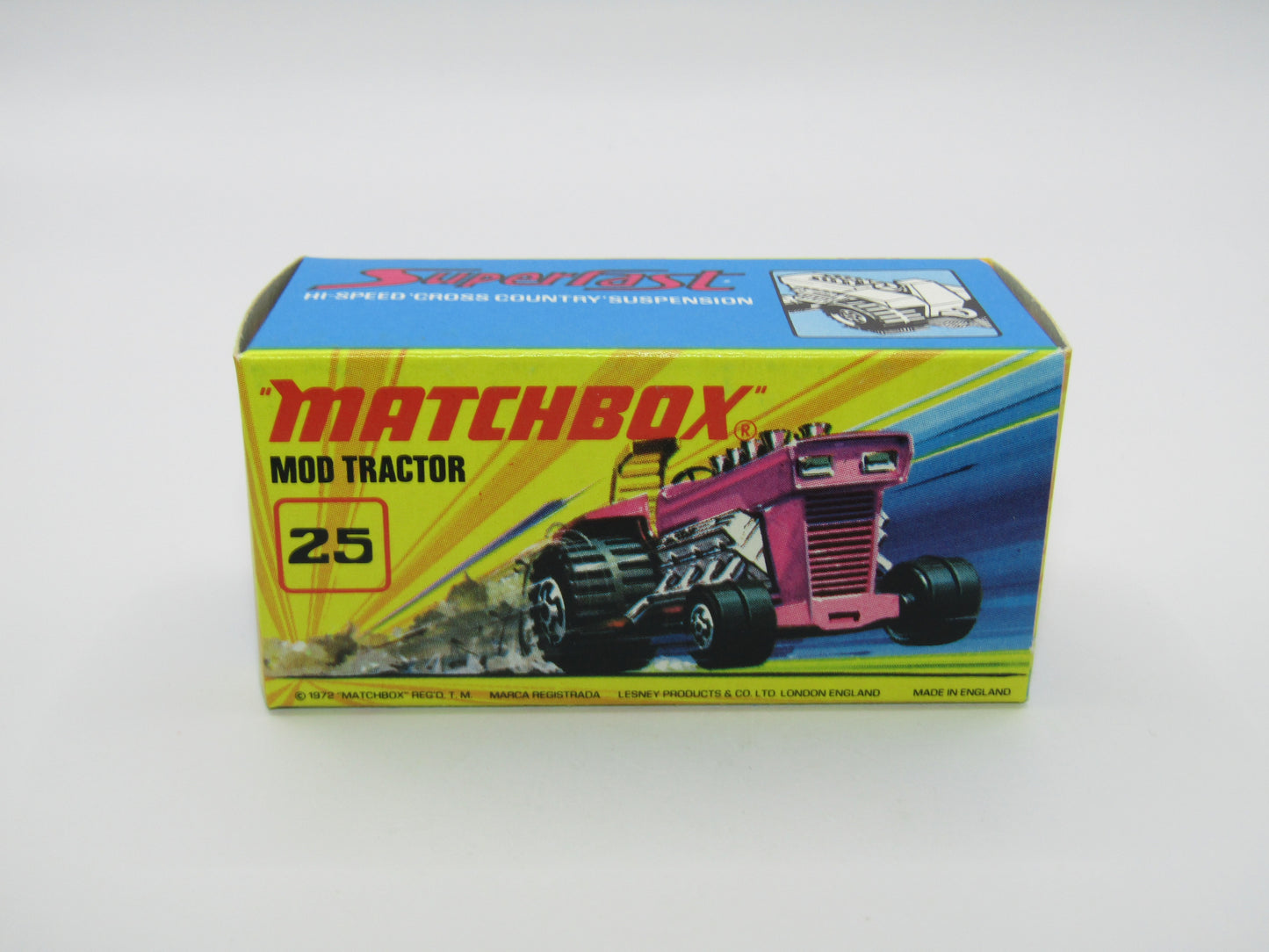 Matchbox Superfast No 25B Mod Tractor Purple 4 SPOKE Front Wheels