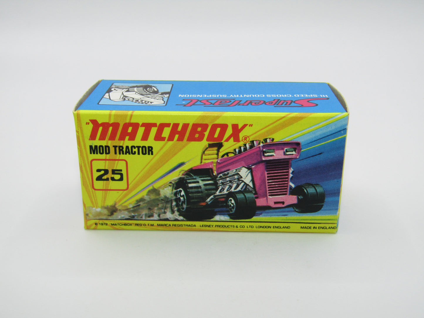 Matchbox Superfast No 25B Mod Tractor Purple 4 SPOKE Front Wheels