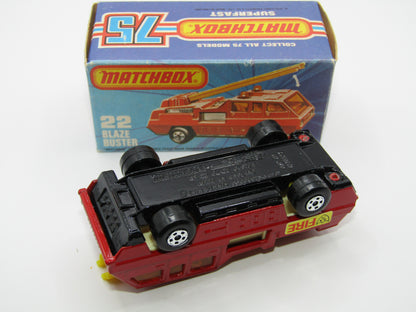 Matchbox Superfast No 22C Blaze Buster, Yellow Ladder, BEIGE Interior, GLOSS BLACK Base