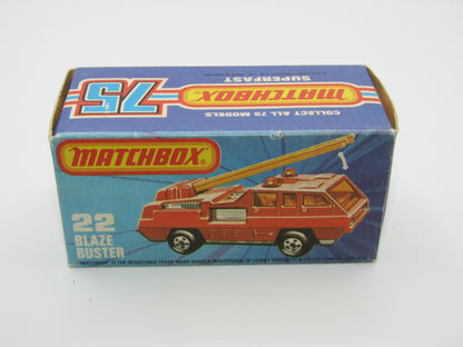 Matchbox Superfast No 22C Blaze Buster, Yellow Ladder, BEIGE Interior, GLOSS BLACK Base