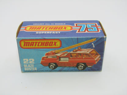 Matchbox Superfast No 22C Blaze Buster, Yellow Ladder, BEIGE Interior, GLOSS BLACK Base