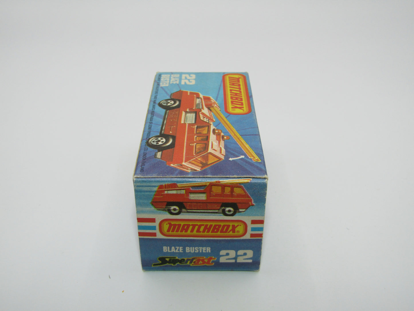 Matchbox Superfast No 22C Blaze Buster, Yellow Ladder, BEIGE Interior, GLOSS BLACK Base