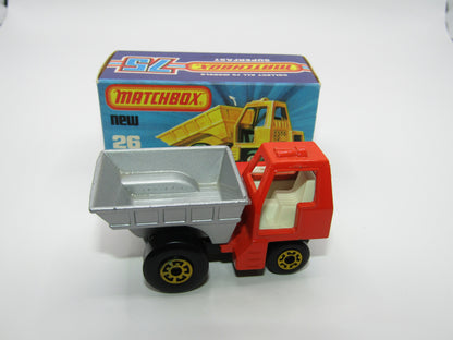 Matchbox Superfast No 26C Site Dumper FLAT BLACK BASE Yellow Hubs