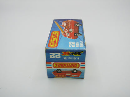 Matchbox Superfast No 22C Blaze Buster, Yellow Ladder, White Interior, FLAT GREY base