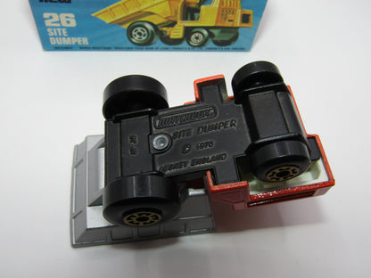 Matchbox Superfast No 26C Site Dumper FLAT BLACK BASE Yellow Hubs