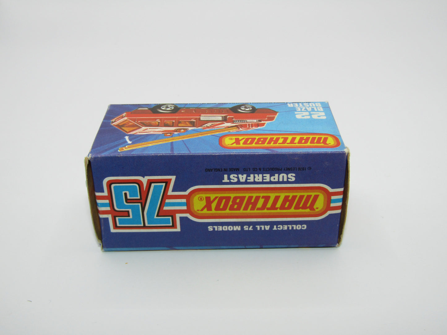 Matchbox Superfast No 22C Blaze Buster, Yellow Ladder, White Interior, FLAT GREY base