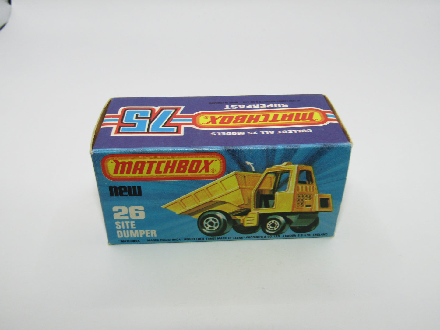 Matchbox Superfast No 26C Site Dumper FLAT BLACK BASE Yellow Hubs
