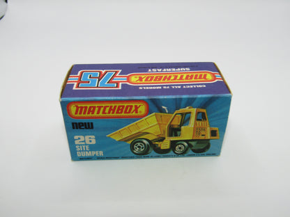 Matchbox Superfast No 26C Site Dumper FLAT BLACK BASE Yellow Hubs
