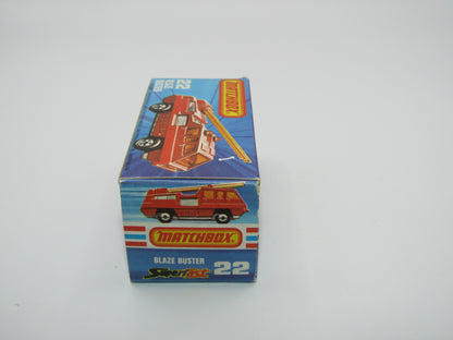 Matchbox Superfast No 22C Blaze Buster, Yellow Ladder, White Interior, FLAT GREY base