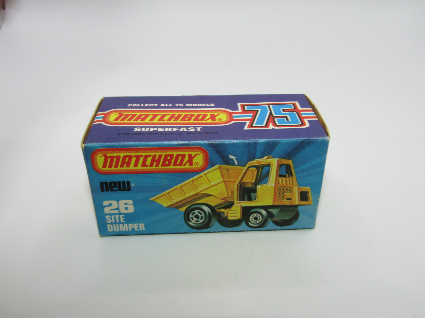 Matchbox Superfast No 26C Site Dumper FLAT BLACK BASE Yellow Hubs