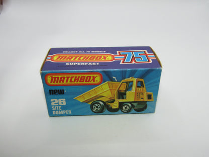 Matchbox Superfast No 26C Site Dumper FLAT BLACK BASE Yellow Hubs
