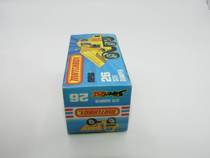 Matchbox Superfast No 26C Site Dumper FLAT BLACK BASE Yellow Hubs