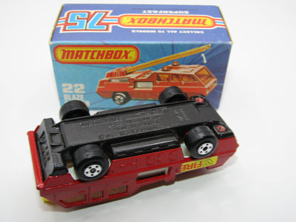 Matchbox Superfast No 22C Blaze Buster, Yellow Ladder, White Interior, Metallic Charcoal Grey Base