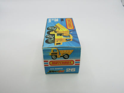 Matchbox Superfast No 26C Site Dumper FLAT BLACK BASE Yellow Hubs