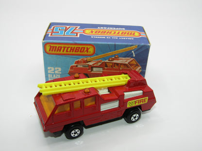 Matchbox Superfast No 22C Blaze Buster, Yellow Ladder, White Interior, Metallic Charcoal Grey Base