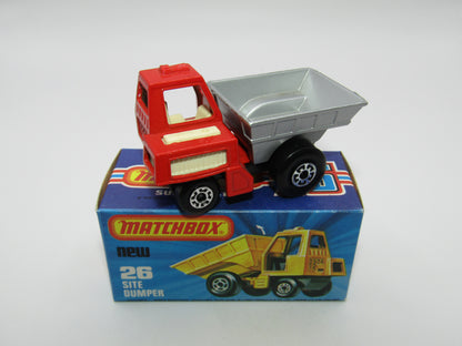 Matchbox Superfast No 26C Site Dumper RED Cab YELLOW Int CHARCOAL Base