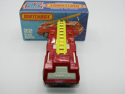 Matchbox Superfast No 22C Blaze Buster, Yellow Ladder, White Interior, Metallic Charcoal Grey Base