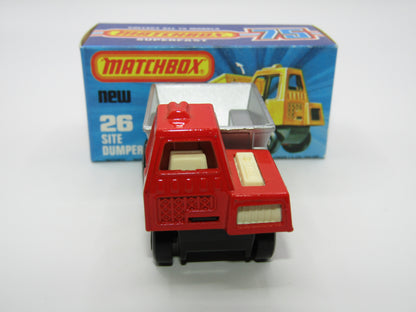 Matchbox Superfast No 26C Site Dumper RED Cab YELLOW Int CHARCOAL Base
